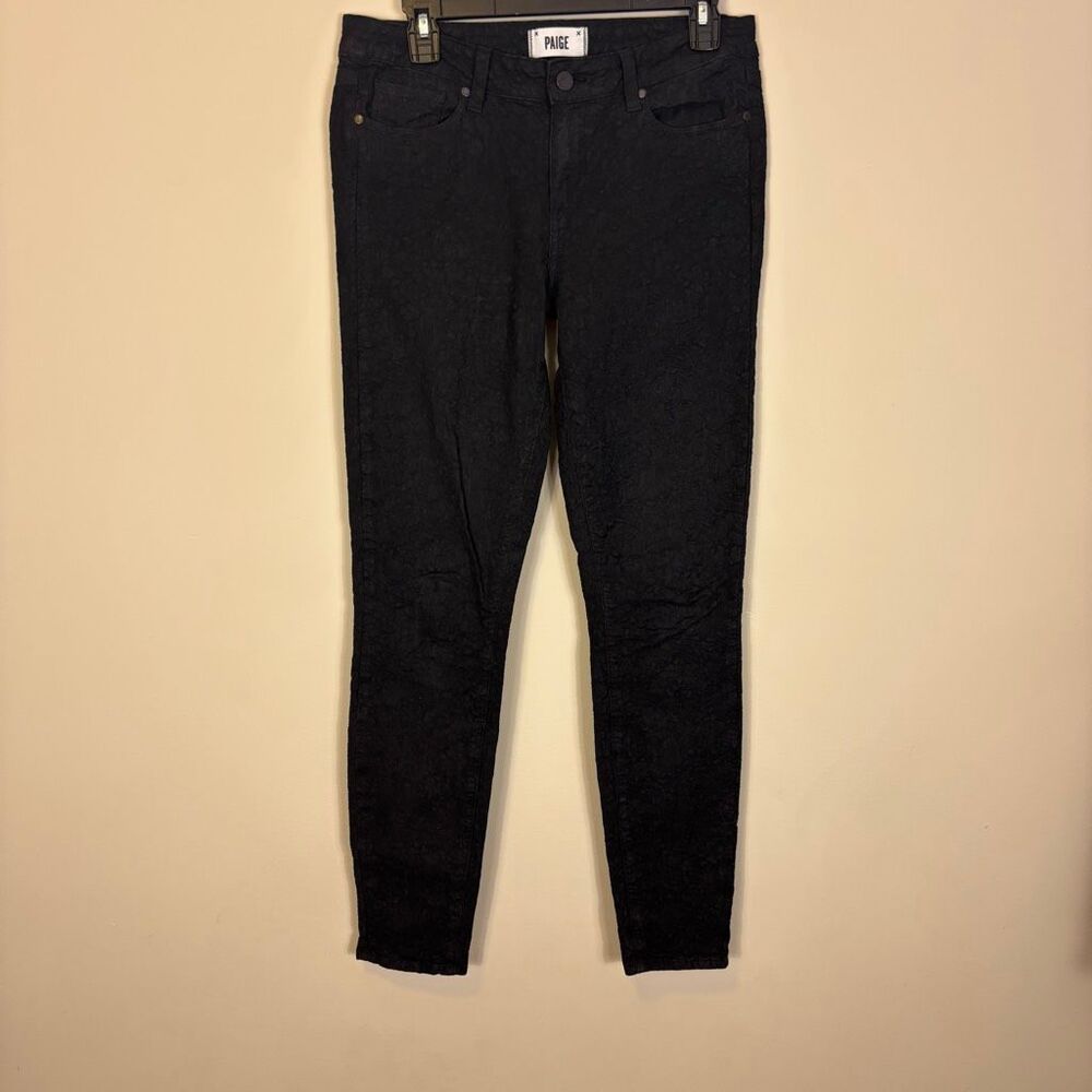 Paige‎ Black High Rise Textured Verdugo Ultra Skinny Pants 30